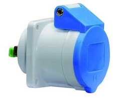fix-pro BALS CEE įleidžiamas lizdas H6 230V 16A 3 polių mėlynas tiesus flanšas 62x62 mm, „Quick Connect®“ IP44, poliamidas