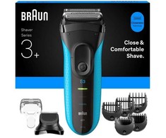 Barzdaskutė „Braun“ 3+ serijos elektrinis skustuvas su barzdos kirpimo antgaliu, drėgnam ir sausam skutimui, 3010BT, mėlynas