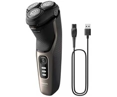 Elektrinis Skustuvas - Philips S3242/12 rotacinis skustuvas, įkraunamas, plaunamas, 60 minučių veikimo laikas, juodas, auksinis