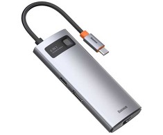 Baseus Metal Gleam, USB 3.2 Gen 1 (3.1 Gen 1) Type-C, 100 W, 10, 100, 1000 Mb/s, Pilkas, 4K Ultra HD, 30 Hz