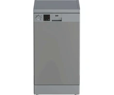 Beko DVS05024S, Freestanding, Slimline (45 cm), Sidabrinis, LED, Basket, Nerūdijantis plienas