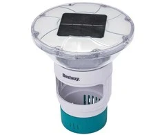 Bestway „SolarGlow“ LED cheminių medžiagų dozatorius su 4 spalvų šviesa, chloro dozatorius, turkio spalvos, baltas, ABS, polipropilenas (PP), nerūdijantis plienas, IP68, LED, kintamos spalvos