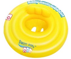 Bestway „Swim Safe ABC WonderSplash“ apvali pripučiama kūdikių valtelė su 3 žiedais, 69 cm, plaukimo sėdynė, berniukams/mergaitėms, raudona, geltona