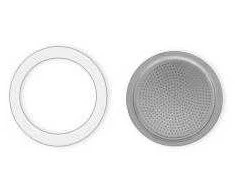 Gaskets and filter plate for Bialetti alum. 6-cup moka pots