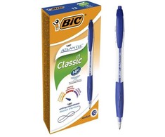 BIC Atlantis Classic, segtukas, susukamas ištraukiamas rutulinis rašiklis, mėlynas, 12 vnt., vidutinio dydžio
