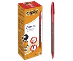 Bic BIC Cristal Exact Kuglepenne med Tynd Spids (0,7 mm) - Rød, 20 stk. i Kartonboks 46x55x153mm (20stk)