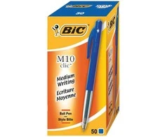 BIC M10 clic, Clip, Užsegamas ištraukiamas tušinukas, Mėlynas, 50 vnt., Vidutinis