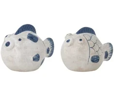 Bloomingville Fugu druskos ir pipirų rinkinys, mėlynas, keramikos dirbiniai