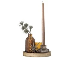 BLOOMINGVILLE Sanga padėklas su arbatinės žvakidės laikikliu, rudas, stiklas