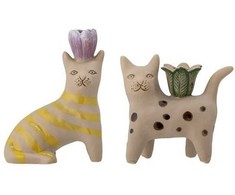 Bloomingville Set of 2 Mamie Cat Candlestick (82058194)