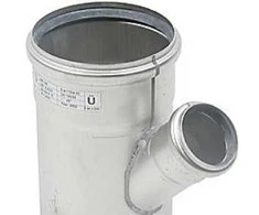 „Blücher“ didelis vamzdis 45° 110–50 mm – apvalus RF Europipe. Atsparus rūgštims.