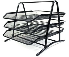 BNTOFFICE Dokumentų dėklų rinkinys, metalinis, MESH, su 3 dėklais, juodos spalvos