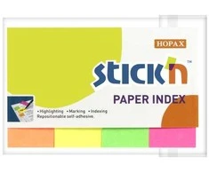 Stick N Find Popieriniai žymekliai Stick´N 21205, 50x20mm, 4 neoninės spalvos po 50vnt.