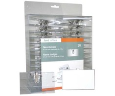 BNT Kongreso ženkleliai 57x91 mm su segtuku ir smeigtuku, balti