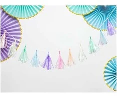 Party Deco Dekoratyvinės rozetės, šviesiai violetinės su auksiniais apvadais