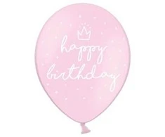 PartyDeco Balionų rinkinys Happy Birthday rausvi 6vnt