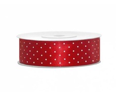 Party Deco Juostelė satino 25mm/25m raudona su taškiukais