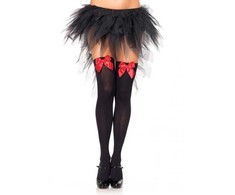 Boland Traciks Leg Avenue Juodas Nylon Thigh Highs with Raudona Bow One Size - Elegant Hosiery