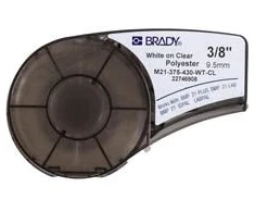 Brady 139748, Juoda, Balta, Lipni spausdintuvo etiketė, Poliesteris, Terminis perkėlimas, Nuolatinis, Blizgus