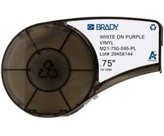 Brady M21-750-595-PL, Violetinė, Balta, Lipni spausdintuvo etiketė, Vinilinė, Terminio perkėlimo, Akrilo, Nuolatinė