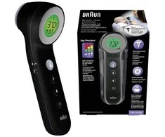 Braun BNT 400 BK, Nuotolinio stebėjimo termometras, Pilkas, Kakta, Mygtukai, °C, Kūno temperatūra, Paviršiaus temperatūra