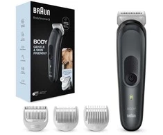 Barzdaskutė Braun BodyGroomer 3 BG3340, AC/Baterija, Juodas, Pilkas
