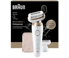 Braun Epiliatorius Silk·épil 9 Flex Wet &amp; Dry, ilgai išliekanti lygi oda, 9-030 3D, auksinis