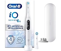 Braun Oral-B iO 6, Suaugusiesiems, Vibruojantis dantų šepetėlis, Kasdienė priežiūra, Gilus valymas, Dantenų priežiūra, Jautrus, Balinimas, Balta, 2 min., Balta