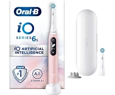 Braun Oral-B iO 6S, Adult, Vibrating dantų šepetėlis, Daily care, Deep clean, Gum care, Jautrus, Whitening, Rožinė, Baltas, 2 min, Rožinė, Baltas