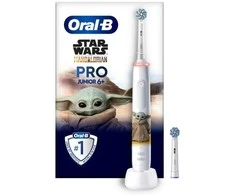 Braun Oral-B PRO Junior Star Wars, Vaikams, Besisukantis dantų šepetėlis, Kasdienė priežiūra, Poliravimas, Jautrus, Įvairių spalvų, Balta, 4 x 30 sek., Minkštas