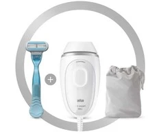 Depiliatorius Braun Braun Silk-expert Mini PL1124, plaukų šalinimo priemonė (balta/sidabrinė, su maišeliu + Venus Smooth)