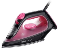 Braun TexStyle 1, Dry &amp; Garų lygintuvas, Ceramic soleplate, 1.9 m, 130 g/min, Juodas, Violetinė, 0.22 L
