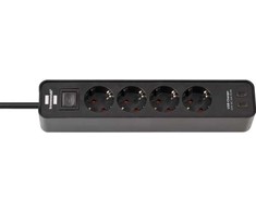 Brennenstuhl EXTENSION ECOLOR 4PL 2USB C 1.5M Juodas