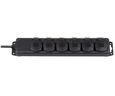 Brennenstuhl BN-1159970, 2 m, IP44, Juoda, Neoprenas, Guma, 6 kintamosios srovės lizdai, Juoda