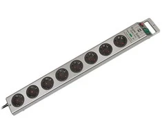Brennenstuhl Super-Solid viršįtampių apsauga 4.500 A, 8 kintamosios srovės lizdai, Sidabras, 2,5 m, 683 mm, 119 mm, 68 mm