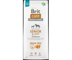 Brit Care Dog begrūdis senjorams ir lengvas pašaras, lašiša, 12 kg