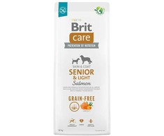 Brit Care Dog begrūdis senjorams ir lengvas pašaras, lašiša, 12 kg