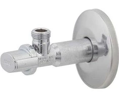 BROEN Arcofix uždarymo vožtuvas, ilgas, chromuotas, nipelis/nipelis 1/2" x 3/8" su Ø70 mm rozete. Tiekiamas be jungiamosios veržlės, skirtos 10 mm variniam vamzdžiui #744524033
