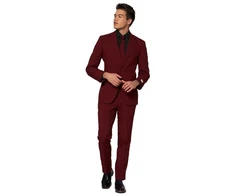 Burgundiško vyno spalvos kostiumas OppoSuits