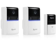 Byron DBY-23415 Belaidis durų skambutis B415, Juoda, Balta, 80 dB, Namams, Biurui, IP44, 10 vnt., 2 vnt.