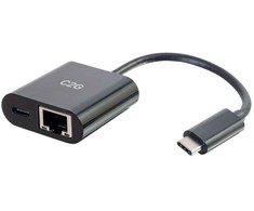 Adapteris USB C2G USB-C - RJ-45 + USB-C Juodas (82408)