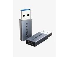 Cabletime CP77G, USB A tipo, USB C tipo, pilkas