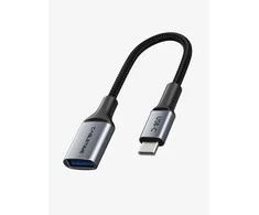 Cabletime CP60G, USB A tipo, USB C tipo, 0,15 m, Juoda, Pilka