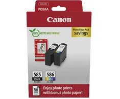 Canon PG-585/CL-586 PVP, Juoda, Žydra, Purpurinė, Geltona, 2 vnt., Nuotraukų pakuotė