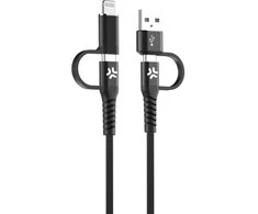 CELLY 4-IN-1 CABLE A+C TO C+LIGHT 2M BK