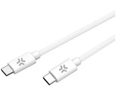 CELLY USBCUSBCCOTT - USB-C TO USB-C COTTON BRAIDED CABLE Baltas (POWER DELIVERY)