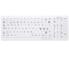 Klaviatūra CHERRY AK-C7000, radijo dažnio belaidis ryšys + USB, žirklinio mygtuko jungiklis, QWERTY, baltas