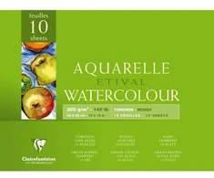 Clairefontaine Akvarelinis blokas 36x48 cm, 10 lapų, 300g, šiurkštus paviršius, klijuotas iš 4 pusių.