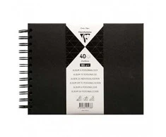 Clairefontaine Iškarpų albumas, juodi kieti viršeliai, viela įrišti, 40 juodų puslapių, 32x24 cm, 185 g, be rūgščių