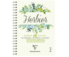 Clairefontaine Herbariumas A4, 32 lapai (puikiai tinka botanikos pasaulio indeksavimui, rūgštims atsparus baltas popierius ir ploni putplasčio skirtukai puikiai apsaugo ir išsaugo gėles, augalus ir lapus. Popierius taip pat pritaikytas piešimui ir eskizavimui su)